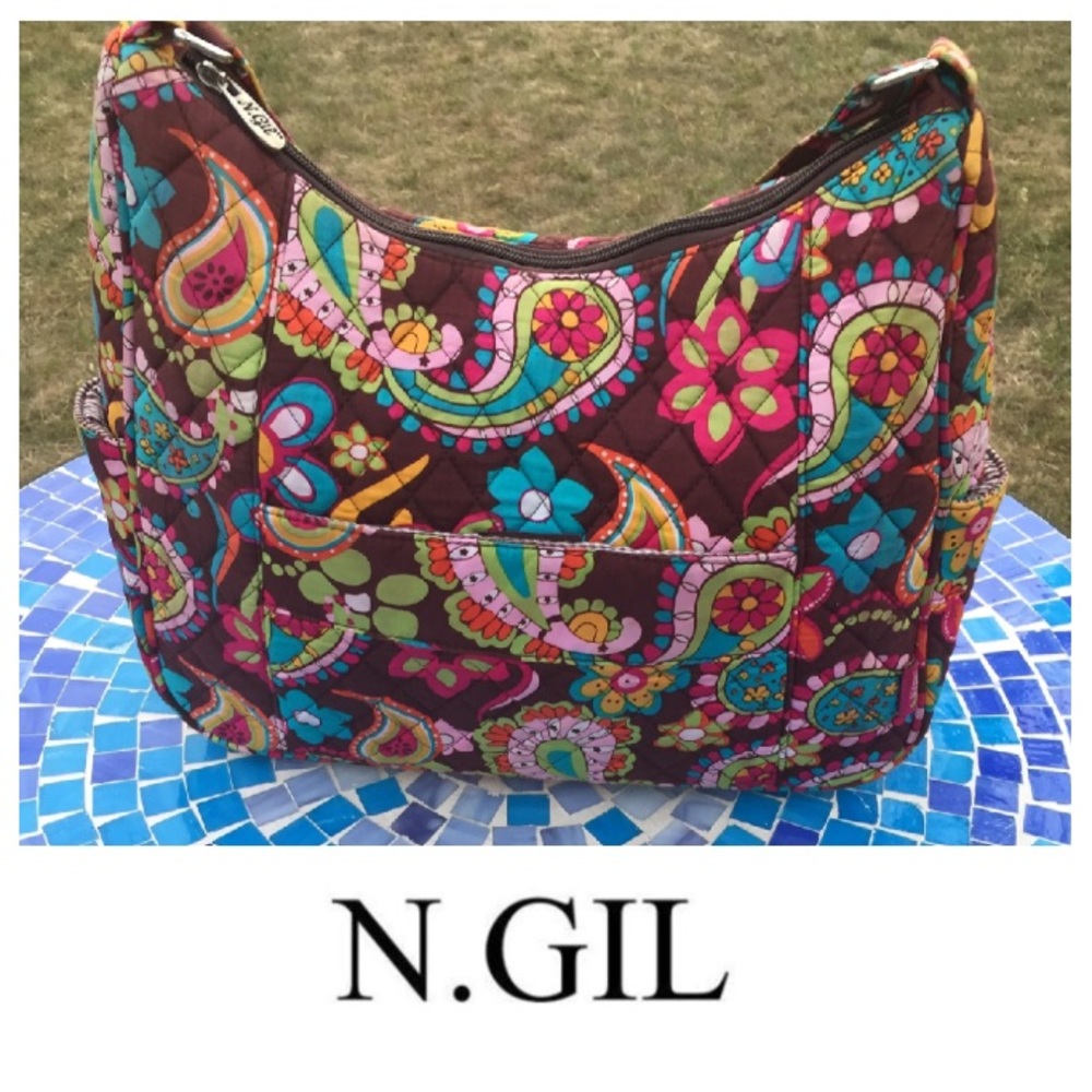 ADORABLE!  N. Gil quilted cotton hobo bag